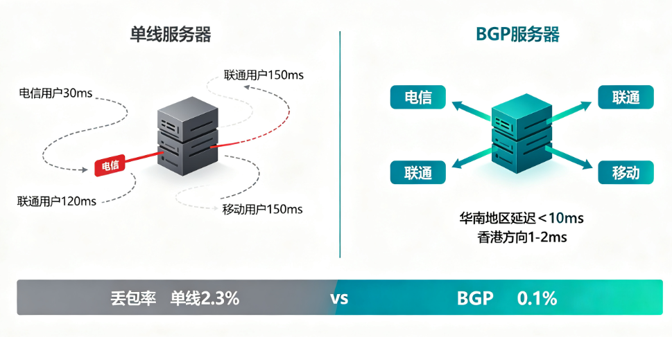 BGP vs 单线对比示意图 BGP vs 单线对比示意图
